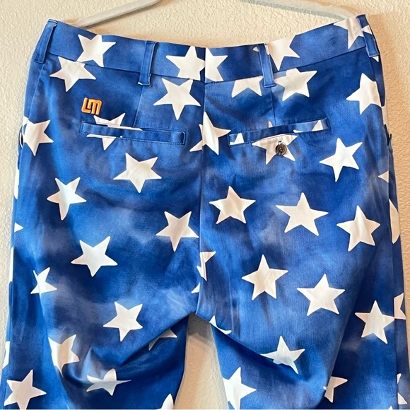 Loudmouth Men’s Blue Golf Pants White Stars Pattern 34x30 - Picture 8 of 14
